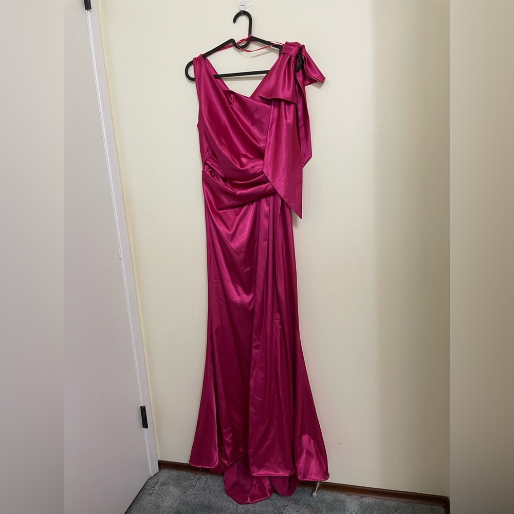 Satin pink graduation dress